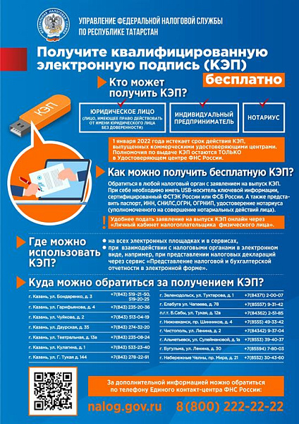 Салым инспекциясе квалификацияле электрон имзаны ничек бушлай алырга мөмкин булуын аңлата