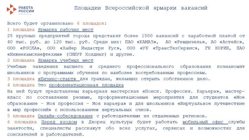 В Набережных Челнах состоится ярмарка трудоустройства «Работа России. Время возможностей»